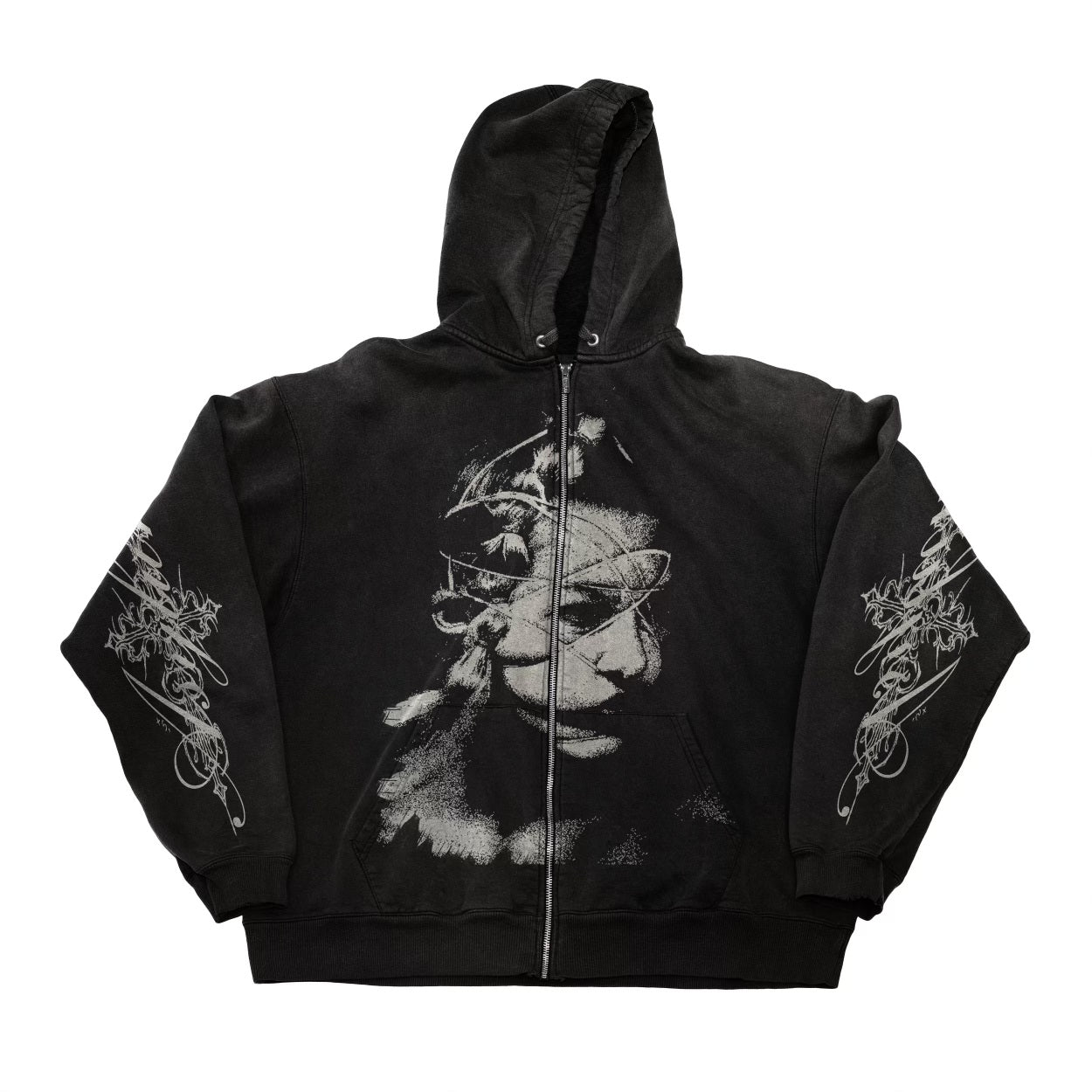 Wired Face Zip Up - Black